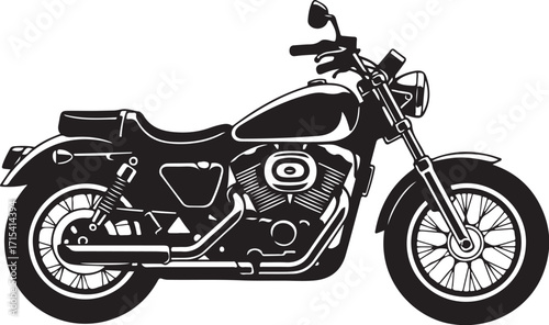 Classic motorcycle side profile black graphic silhouette