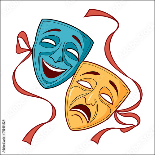 Realistic comedy tragedy masks
