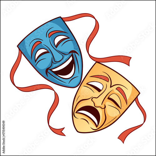 Realistic comedy tragedy masks
