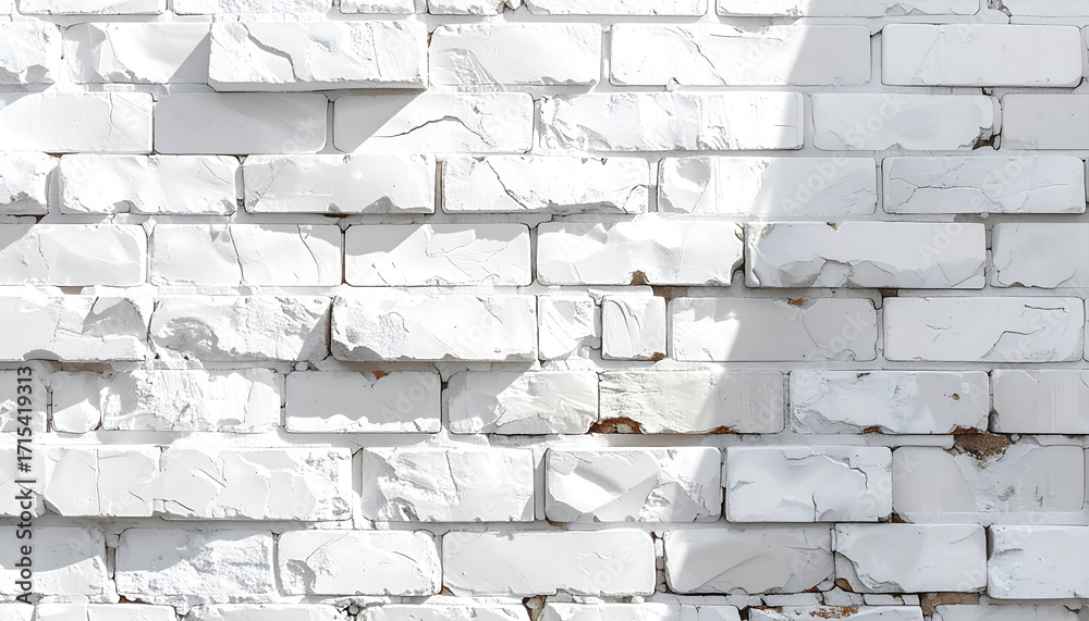 Fototapeta premium White Brick Wall Texture Background with Shadow