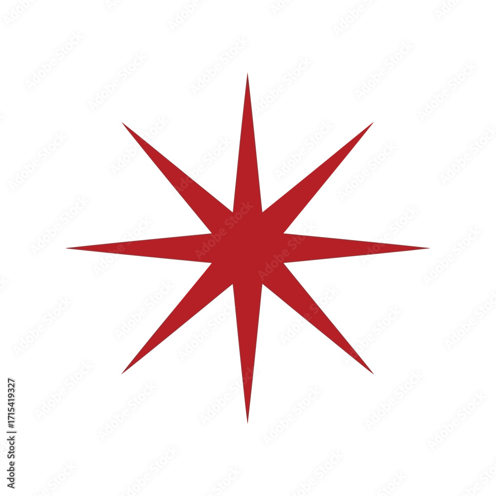 Obraz premium Red eight pointed starburst explosion symbol isolated on graphic element vector