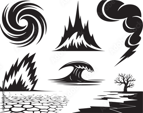 Dramatic elemental forces symbols for design