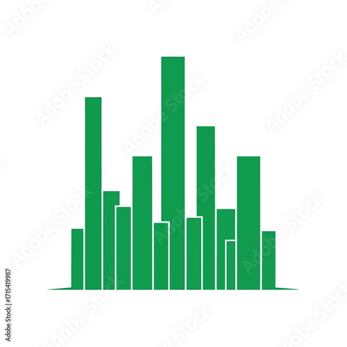 Green bar chart growing trend business finance growth data analysis report statistics investment vector