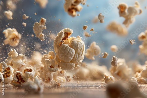 Popcorn Explosion - A Cinematic Snack in Mid-Air.