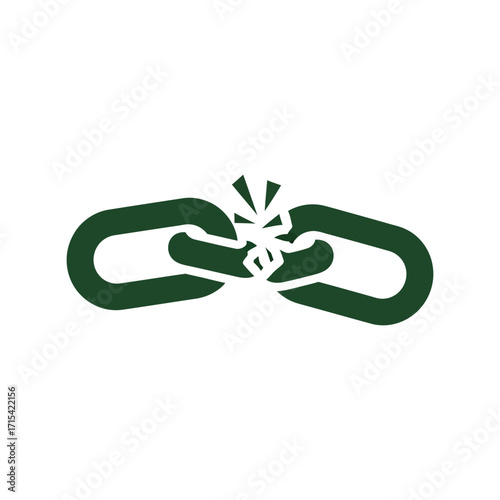 Broken link symbol representing connectivity failure disruption and disconnection concept vector