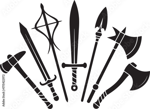 Powerful medieval weapons collection for fantasy designs