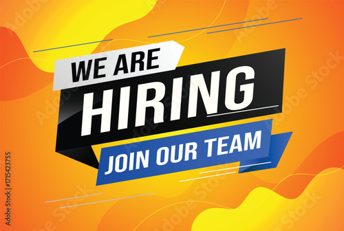 hiring recruitment Join now design for banner poster We are hiring lettering with geometric shapes lines. Vector illustration typographic. Open vacancy design template modern concept 