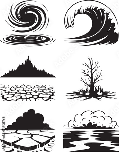 Nature's fury elements vortex wave drought fire storm