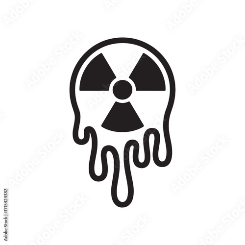 Melting Radioactive Sign a Symbol of Nuclear Hazard Black Vector Icon for Awareness and Caution Against Dangerous Materials and Environmental Protection in Atomic Waste