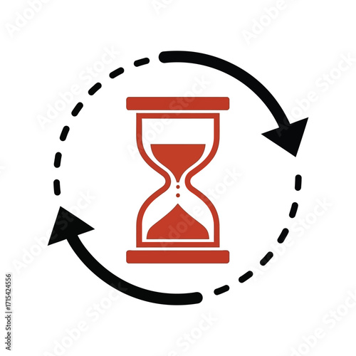 Hourglass cycle arrow clock time management concept business progress flow digital illustration vector