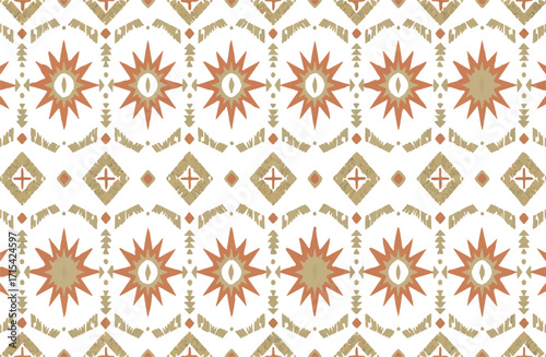 Intricate Geometric Pattern with Sunburst and Diamond Motifs A Seamless Repeating Design on White Background