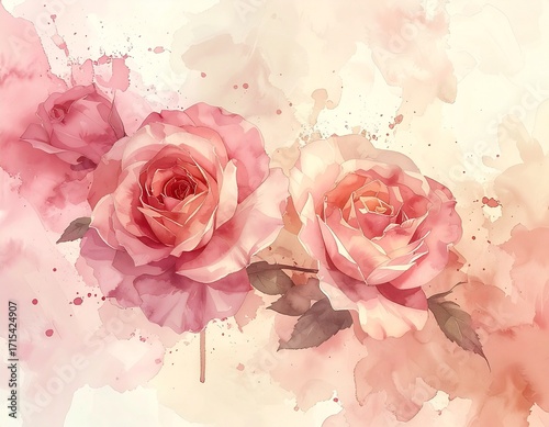 Pink Watercolor Roses