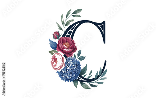 Elegant Floral Letter C Monogram Design