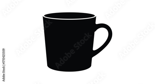 Simple black coffee mug with a white interior isolated on white background