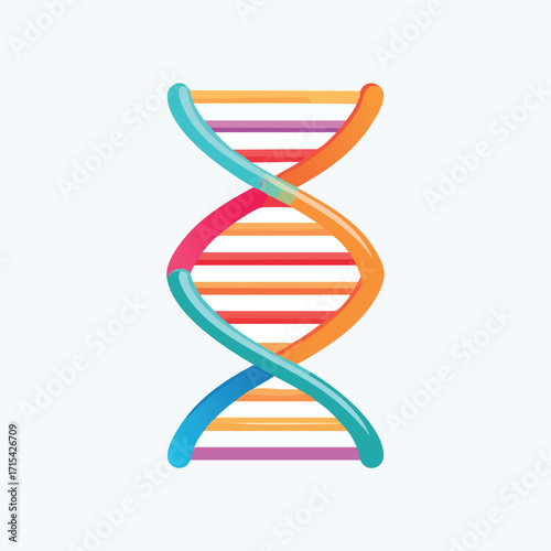 Genetic double helix DNA strand against a white background illustrates molecular structure for research