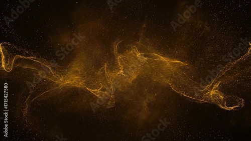 A mesmerizing, seamlessly looping video of golden starlight dust swirling and flowing like liquid light across a dark canvas celestial, meditation, canvas