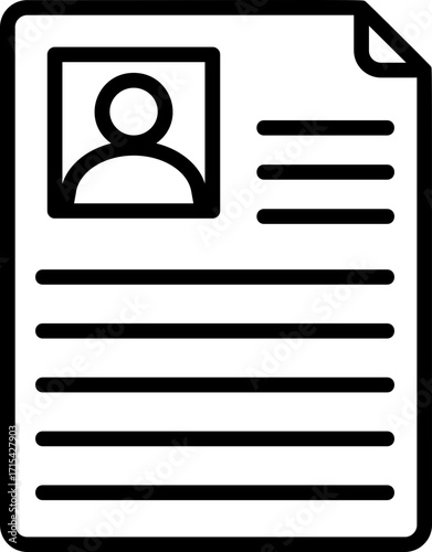 Black CV icon - outline