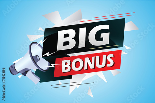 Big bonus word concept vector illustration with megaphone and 3d style, landing page, template, ui, web, mobile app, poster, banner, flyer, background, gift card, coupon, label, wallpaper 