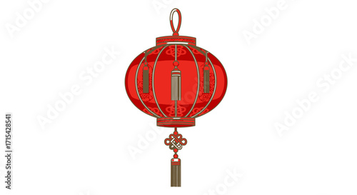 Elegant Red Chinese Lantern Illustration Symbolizing Celebration, Festive Decor and Cultural Traditions for Asian Festivals and Decorative Graphic Projects