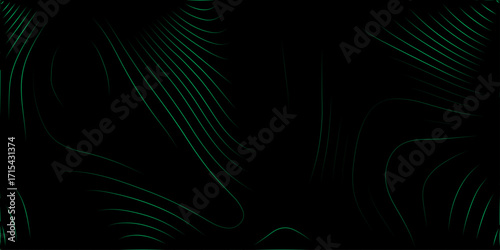 Abstract green and blue waves flow with a glowing, digital fractal pattern, creating an energetic wallpaper design. ornate, lines, line, texture, backdrop, waves, glow, wavy, black