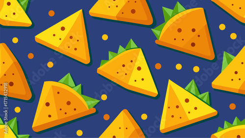 Delicious nachos seamless food pattern background