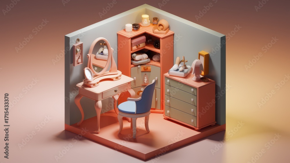 custom made wallpaper toronto digitalCharming miniature vanity corner with pastel accents.