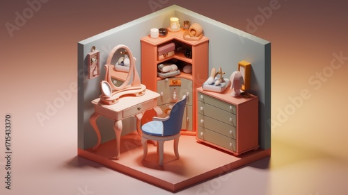 Wallpaper Mural Charming miniature vanity corner with pastel accents. Torontodigital.ca