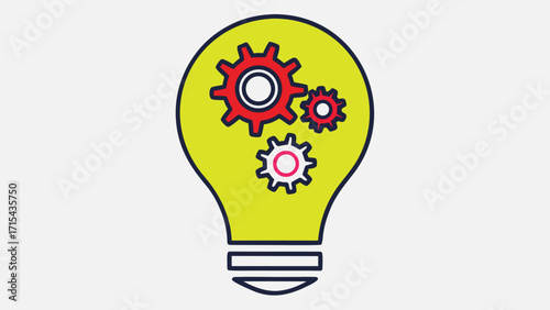 Creative idea light bulb with gears innovation illustration