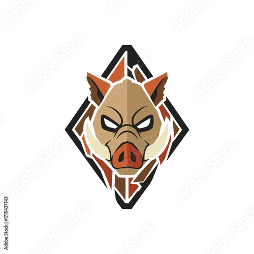 Fierce Wild Boar Head Mascot Logo Design.