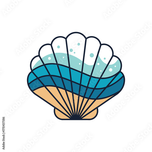 Seashell Ocean Wave Summer Beach Design.