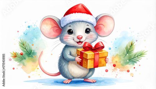 Mouse with Santa Hat