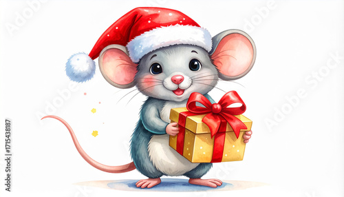 Mouse with Santa Hat