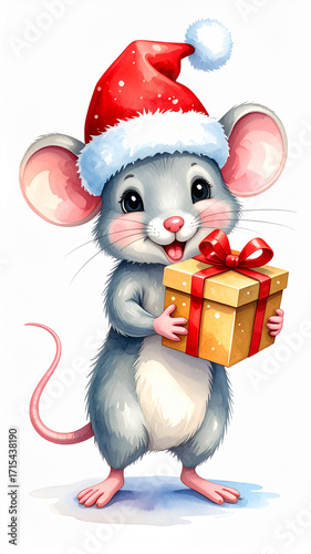 Mouse with Santa Hat