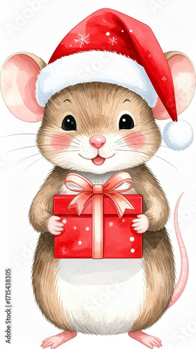 Mouse with Santa Hat