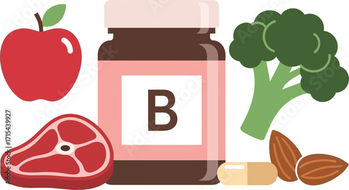Vitamin b complex foods supplement health nutrition healthy diet lifestyle organic natural vector