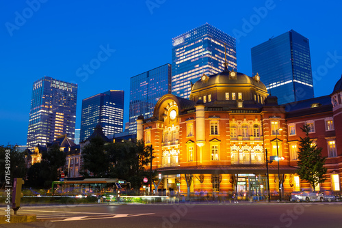 Tokyo Station dusk view in Japan
