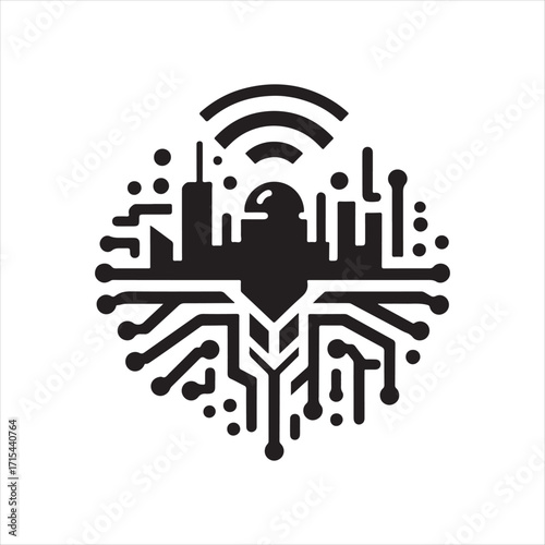lot sensor vector silhouette clip art logo design concept  illustration