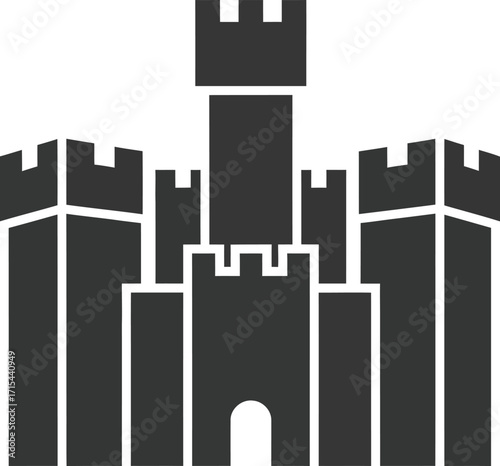 Medieval castle silhouette icon fortress symbol landmark architecture historic building structure medieval era fortress vector