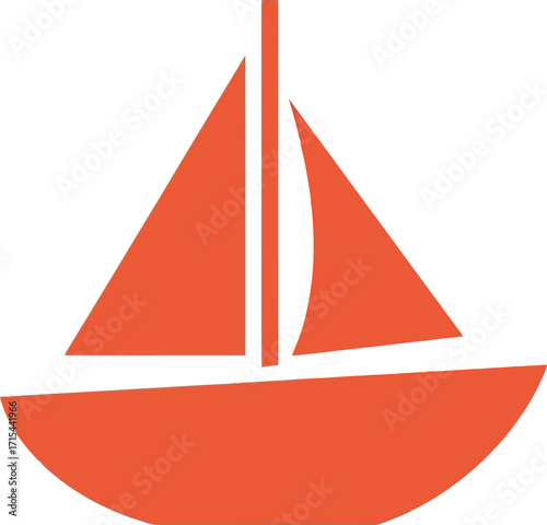 Modern orange sailboat icon vector graphic simple nautical transportation maritime adventure symbol vector