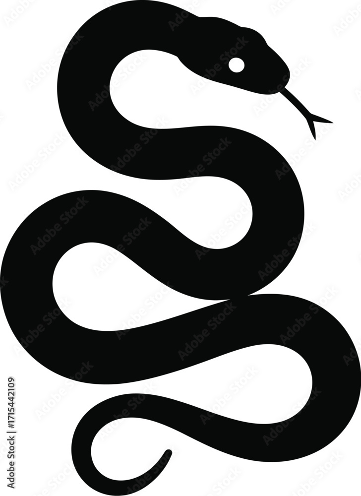 Fototapeta premium Black snake silhouette coiled vector