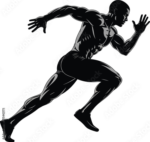 Silhouette runner dynamic action sprinting athlete fitness motivation sports power speed motion abstract energy vector