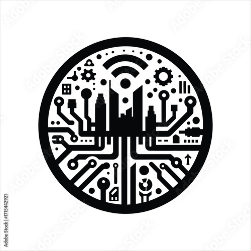lot sensor vector silhouette clip art logo design concept  illustration