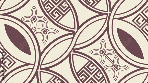 Traditional polynesian tattoo pattern with geometric and floral motifs
