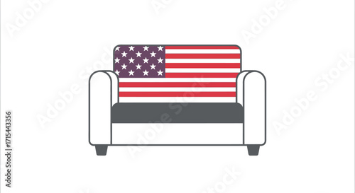 Modern armchair upholstered with iconic american flag design for patriotic home decor vector