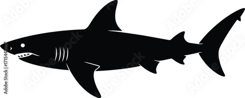Black shark silhouette vector aquatic