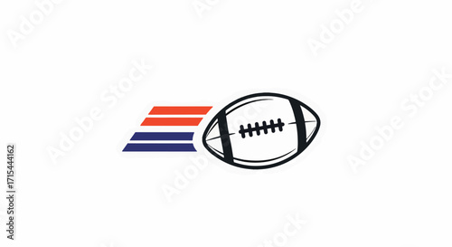 Minimal football logo with stylized ball and speed lines, simple vector design symbolizing energy, motion, and competition.