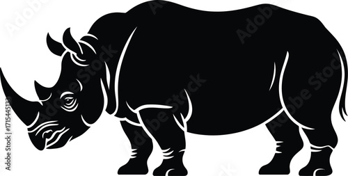 Black rhinoceros vector silhouette animal wildlife