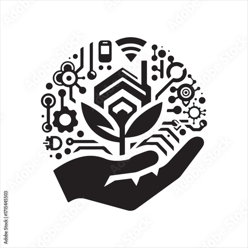 lot sensor vector silhouette clip art logo design concept  illustration