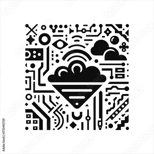 lot sensor vector silhouette clip art logo design concept  illustration