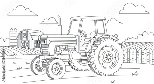 Farm tractor coloring page